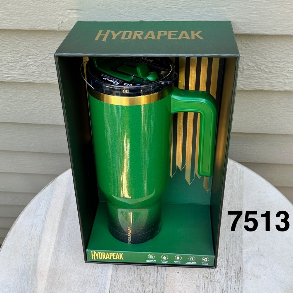 Hydrapeak Voyager 40oz Tumbler Emerald Green Glitter Ombre Wicked Movie Theme